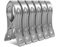 EXCITAT Wasknijpers - Handdoekklemmen - Winddichte clips - Strandhanddoekklemmen - Metalen clips voor wasgoed, strandlakens en dikke kleding - 6 stuks
