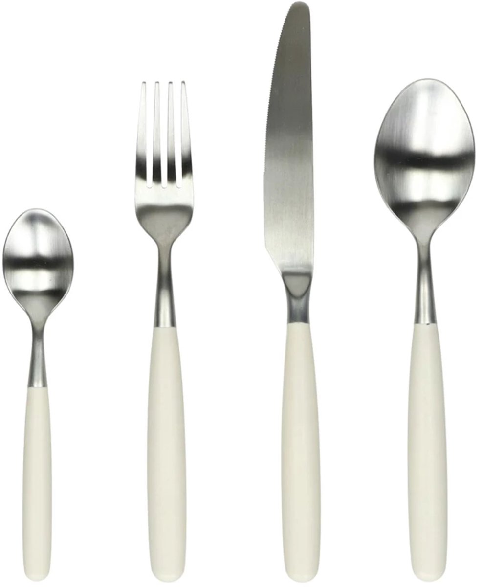 Pomax Renoir bestekset set van 16 handvat hars gebroken wit