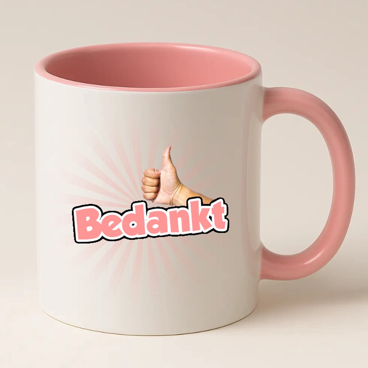 Bedankt mok - Roze mok met Bedankt erop - Leuk bedankt cadeau