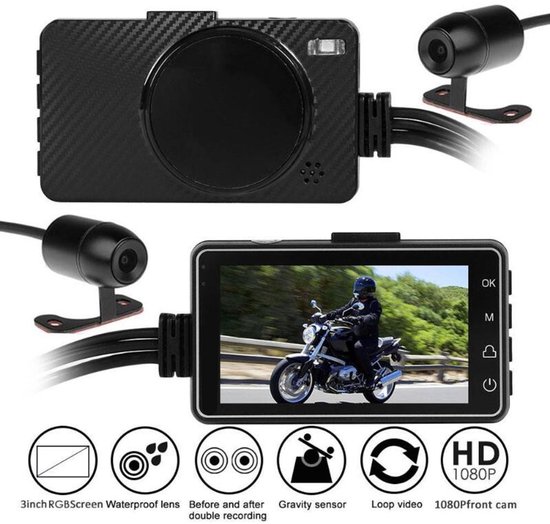 Motorfiets DVR Dashcam-weergave Dual-channel DVR-weergave