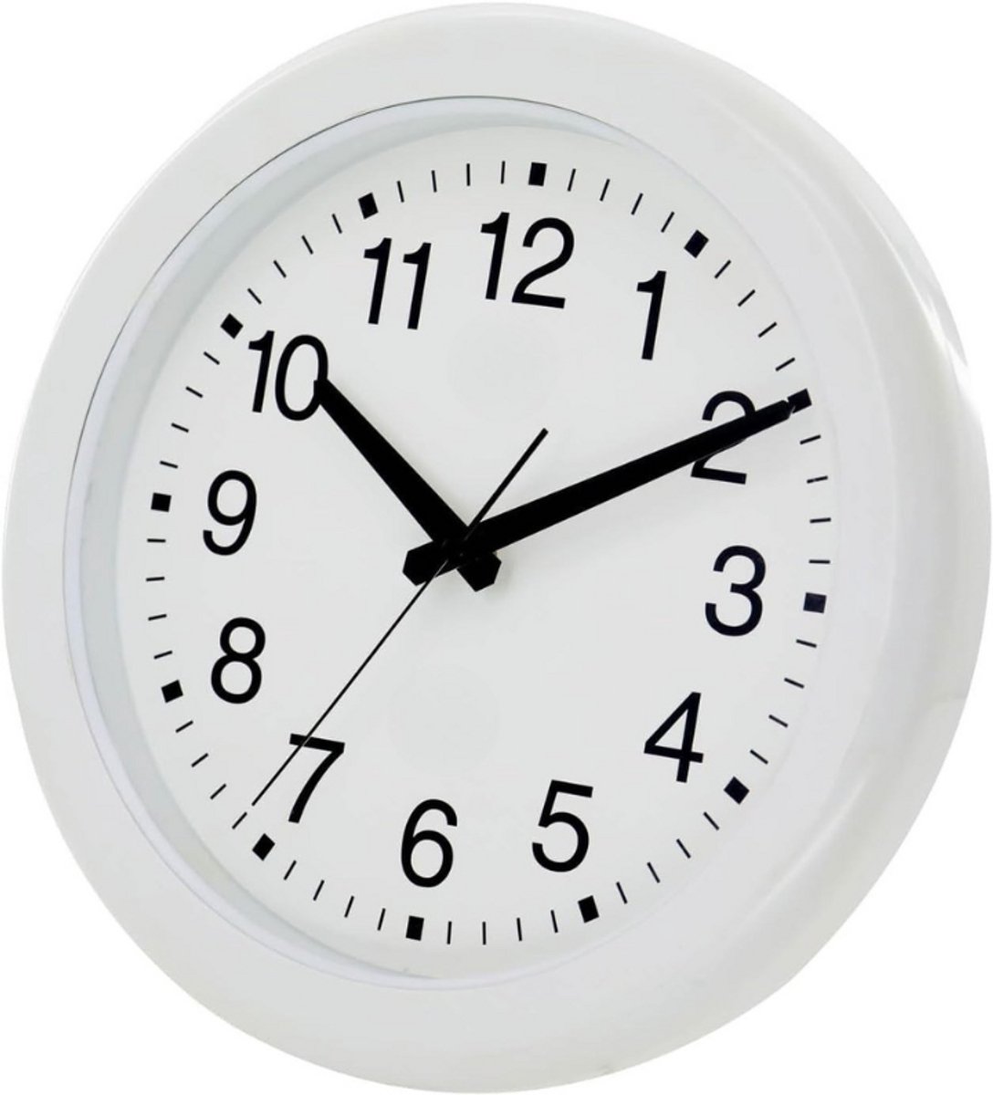 Waterdichte Tuinwandklok Wit - Ronde Klok Ø30cm Voor Binnen En Buiten - Stil En Niet-Tikkend Uurwerk - Batterij Aangedreven Kwarts Klok Voor Terras - Zwembad - Keuken - Badkamer - Hek Of Balkon