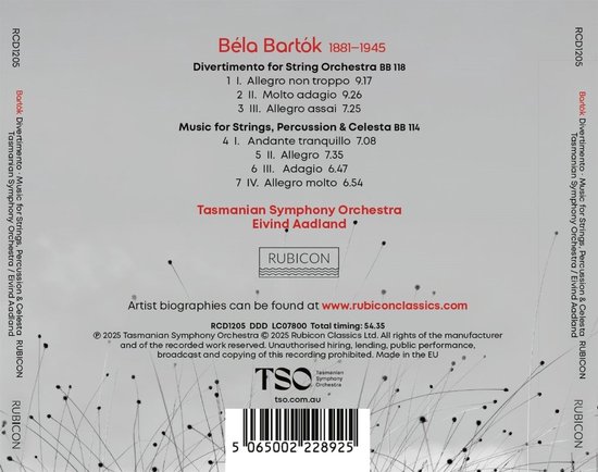 Tasmanian Symphony Orchestra & Eivind Aadland - Bartók: Divertimento / Music For Strings, Percussion & Celeste (CD)