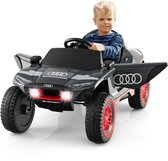 COSTWAY Audi Elektrische auto voor kinderen, 12 V, elektrische kinderauto met afstandsbediening & ledlampen en 4 veringen, kindervoertuig, elektrisch voertuig voor kinderen vanaf 3 jaar, grijs