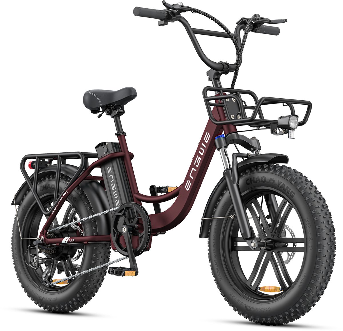 ENGWE L20 Boost Elektrische fiets - Actieradius 120km - Verwijderbare batterij 48V13Ah - Motor 250W - Shimano 7 versnellingen - Met voor schokdemper - Mechanische Schijfremmen - 20 Inch Commuter E-Bike - Fatbike -Rood - ENGWE - €1.149,00