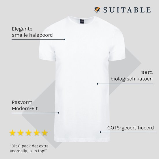 Witte t-shirt met ronde hals, 100% biologisch katoen, GOTS-gecertificeerd.