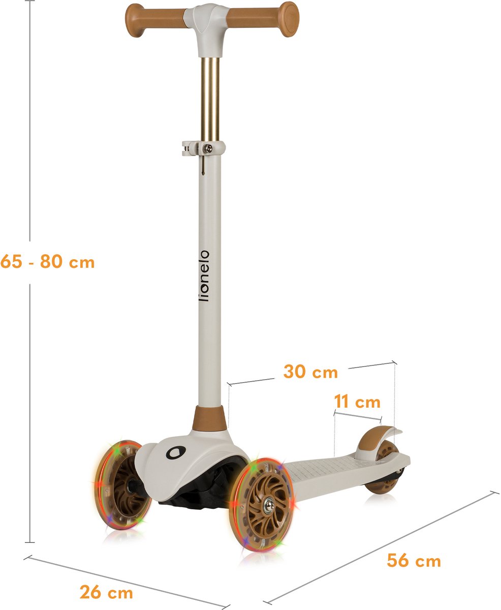 Lionelo Jessy Kinderstep - 3 wielen Step - Speelgoed voor kinderen van 3+ - tot 50kg - LED verlichting in de wielen - hoogte verstelbaar 65-70-75-80 cm — afbeelding 13