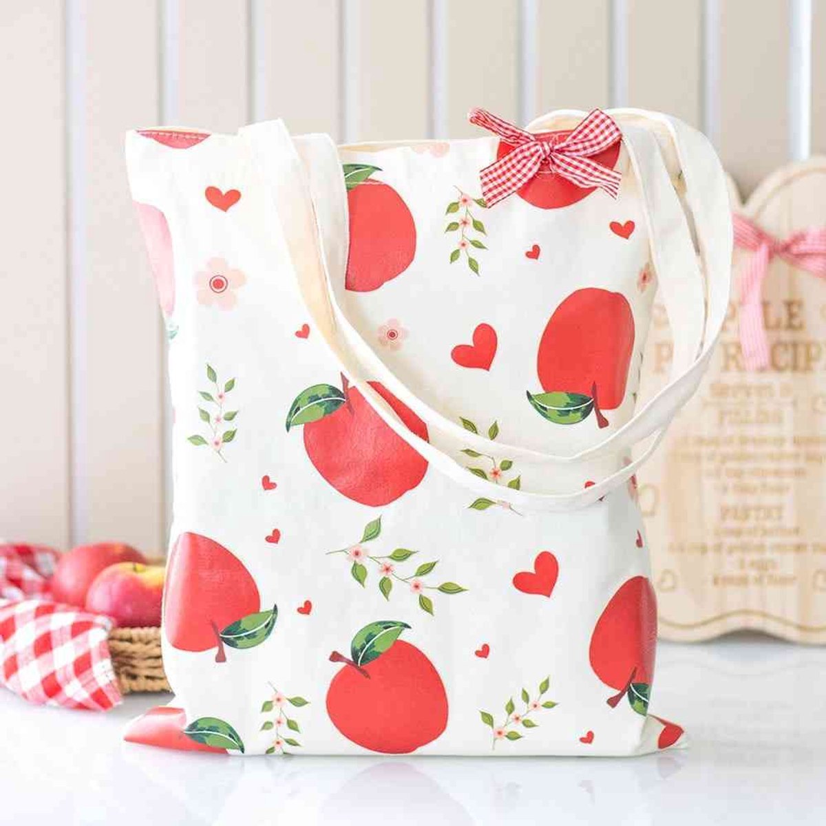 Something Different - Apple Print Polycotton Tote bag - Multicolours