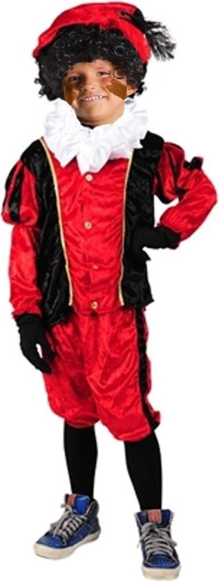 Witbaard Pietenpak Junior Polyester Rood/zwart 3-delig Mt 140