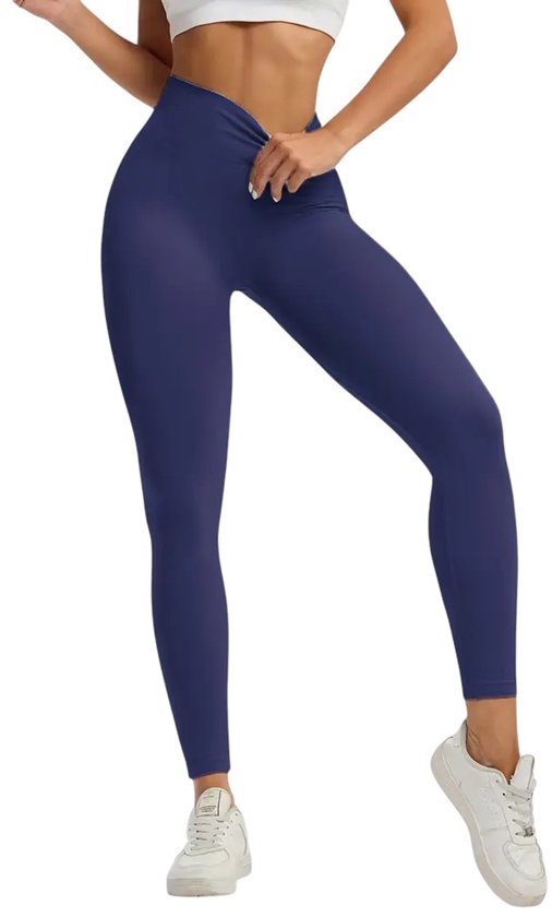 Foto: Serenafit sportlegging zachte stof super comfortabel elastisch hoge taille meerdere kleuren aansluitend yoga broek tweede huid ademend stretch leggings met buikcontrole donkerblauw marineblauw blauw maat s