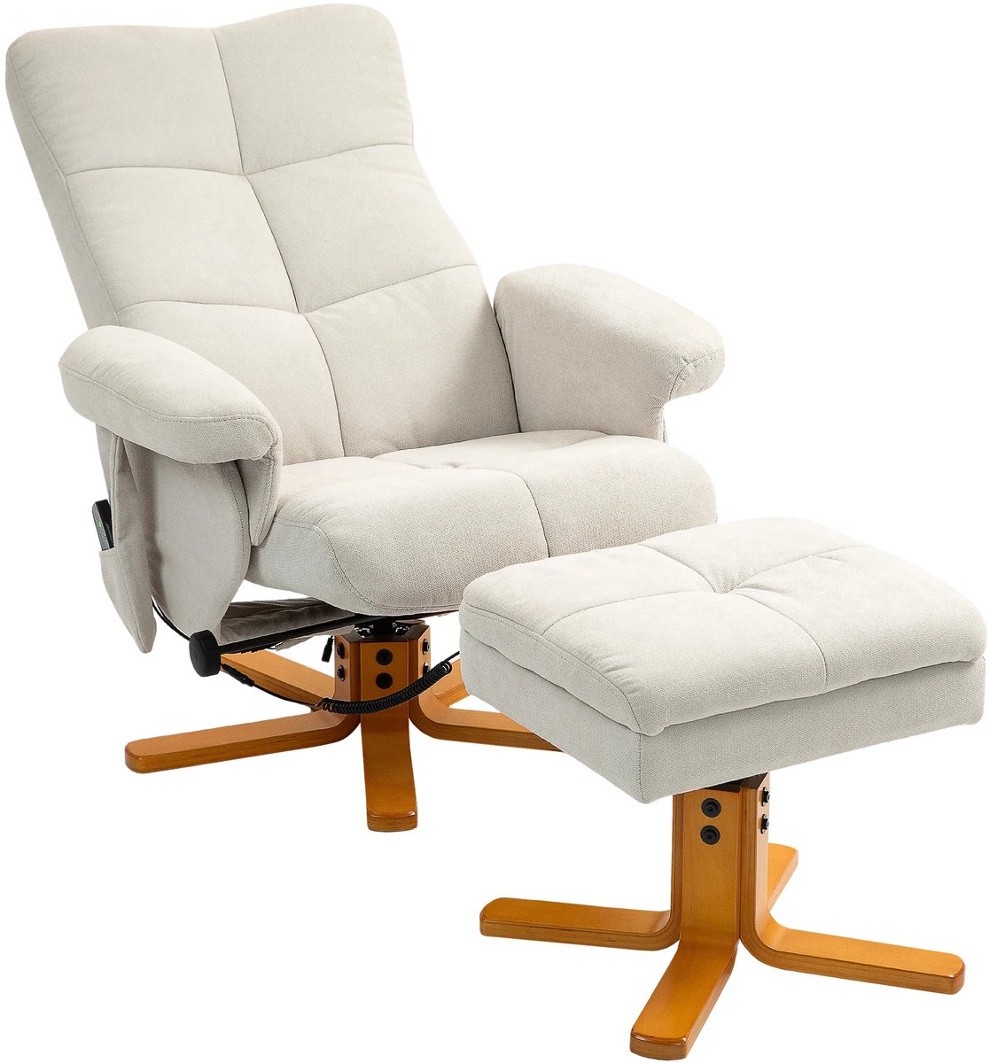 TRUUSK Relaxstoel Massagestoel Crèmewit 360° Draaibaar