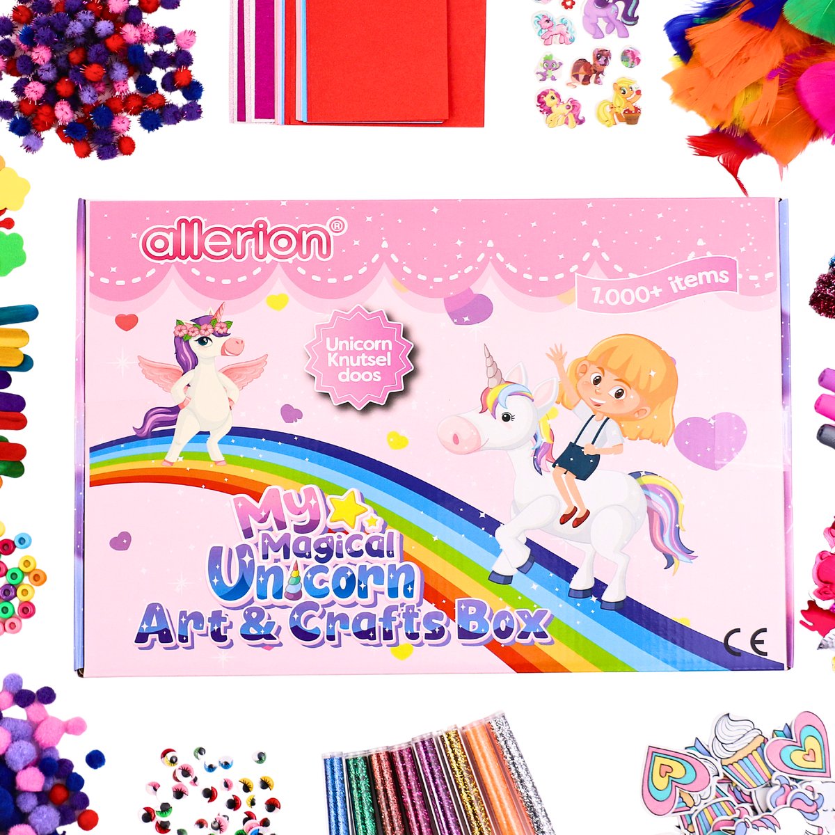 Allerion Glitter Knutseldoos Unicorn - 1043-delig Knutselpakket voor Kinderen - Creatief Speelgoed Meisjes & Jongens - Unicorn Cadeau - Met Lijm, Schaar, Stickers & Foam Vormpjes — afbeelding 10
