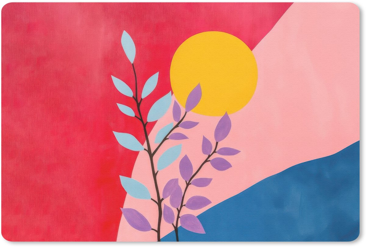 Muismat 27x18 cm - Mousepad Bladeren - Zon - Abstracte vormen - Muismatten