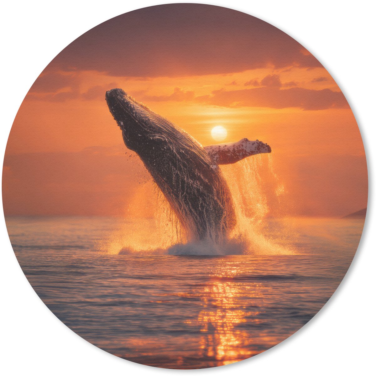Muismat rond 20x20 cm - Mousepad Walvis - Zon - Zee - Ronde muismatten