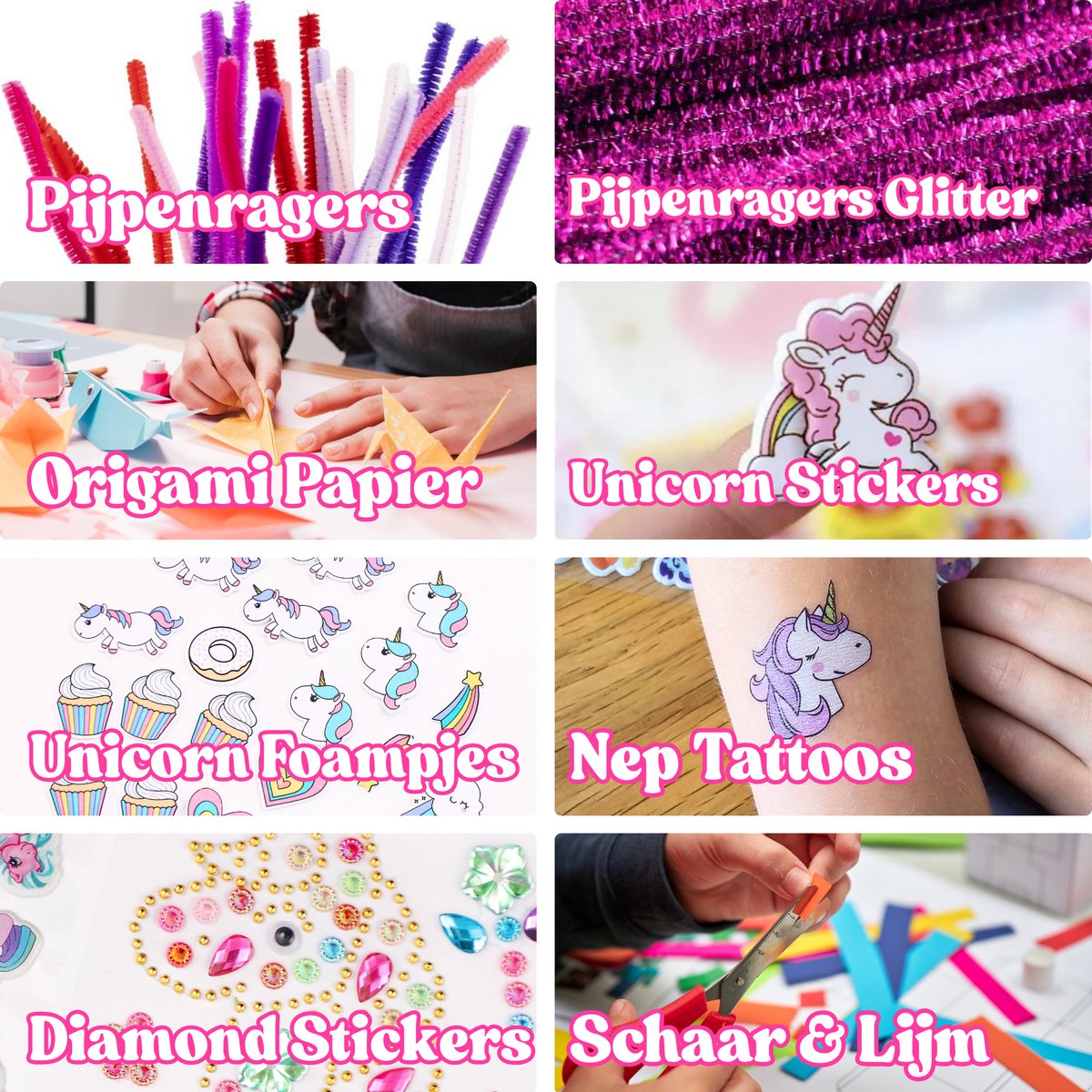 Allerion Glitter Knutseldoos Unicorn - 1043-delig Knutselpakket voor Kinderen - Creatief Speelgoed Meisjes & Jongens - Unicorn Cadeau - Met Lijm, Schaar, Stickers & Foam Vormpjes — afbeelding 7