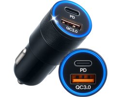 Autolader USB C & USB A - Auto Oplader 2 Poorten - Tot 3x sneller opladen - Snellader - Sigarettenaansteker Splitter - Adapter Auto Lader - 12V USB - 2025 model - Auto Accessories