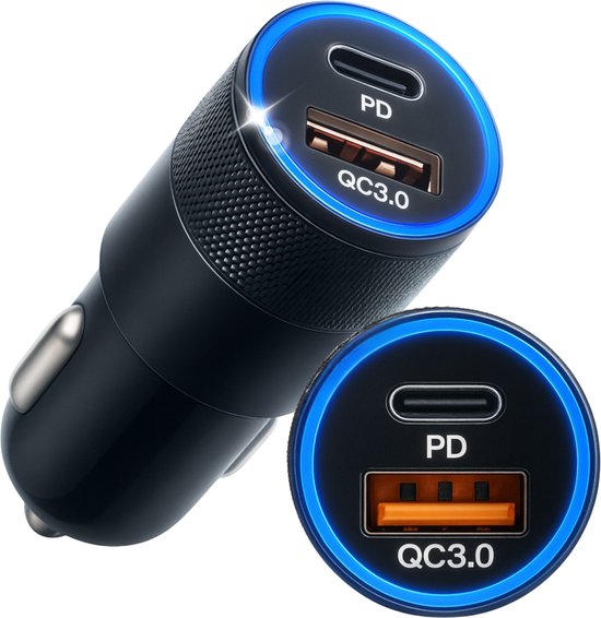 Autolader USB C & USB A - Auto Oplader 2 Poorten - Tot 3x sneller opladen - Snellader - Sigarettenaansteker Splitter - Adapter Auto Lader - 12V USB - 2025 model - Auto Accessories