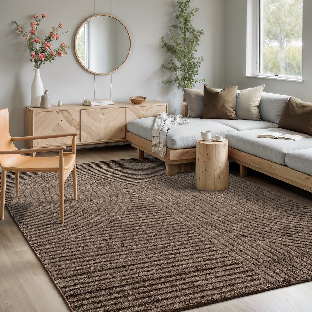 Mia's Teppiche Atlas – modern vloerkleed met 3D structuur & hoog-laag effect, zacht en stijlvol, bruin, 120 x 170 cm