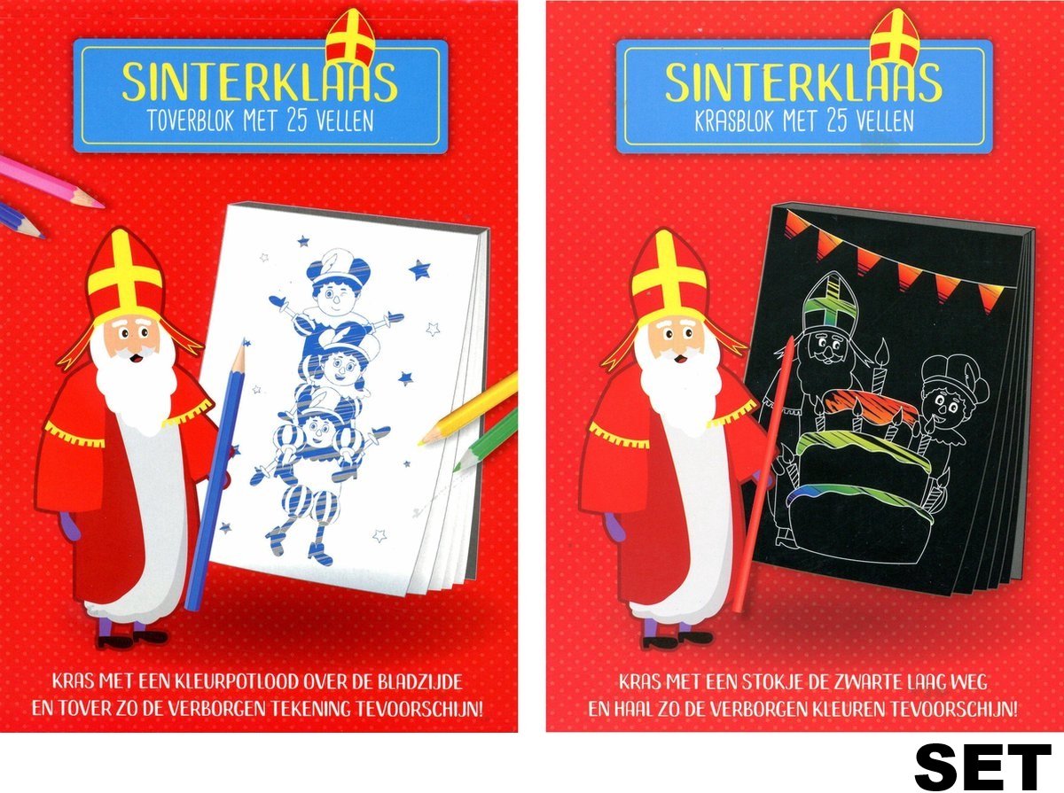 Sinterklaas Kras & Toverblok 2x25 vel | Schoencadeau | Sint-tip