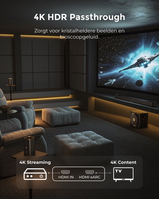 ULTIMEA Professioneel 7.1.4ch draadloos surround sound-systeem met 8" draadloze subwoofer en 2 surround speakers, Dolby Atmos TV-soundbar, BT5.4, Skywave X60 van Ultimea — afbeelding 3