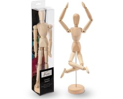 foto van Houten Ledenpop - 30 cm hoog - Tekenpop - Tekenen & Kleuren - geschikt voor tekenen, schilderen, knutselen en decoratie