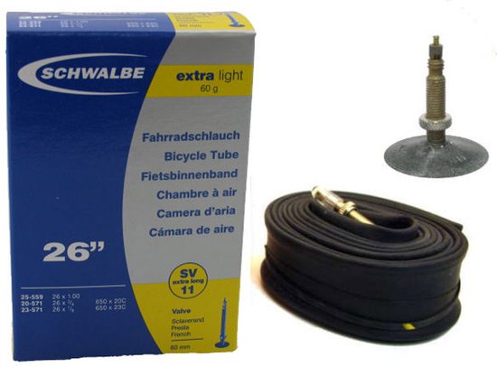 Schwalbe SV11 X-Light - Binnenband Fiets - Frans Ventiel - 26 x 1 (650 x 18 - 23C) van Schwalbe — afbeelding 3