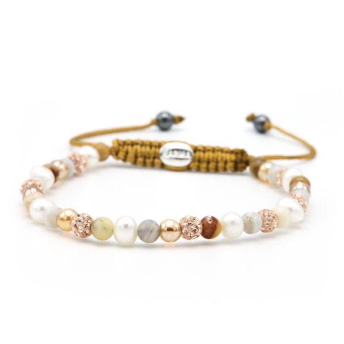 Karma Armband Spiral Lovely Brown Rosé Crystal