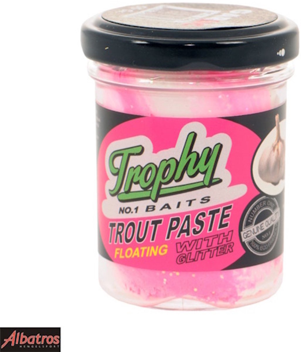 Trophy Baits Troutbait Floating Garlic – drijvend foreldeeg met knoflooksmaak in diverse kleuren White Pink 55GR