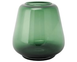 XLBoom Kuro Smooth Small Moss – Mondgeblazen glazen vaas Ø 22,5 cm – Moss groen – Design interieuraccessoire