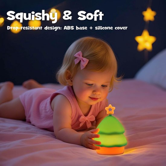 Kerstboomnachtlampje met RGB-modus, dimbaar, babyvoedingsnachtlampje, kan worden opgehangen, schattige kerstverlichting, nieuwigheid, oplaadbare siliconen touch, bedlamp, slaapkamer, slaapzaaldecoratie — afbeelding 3