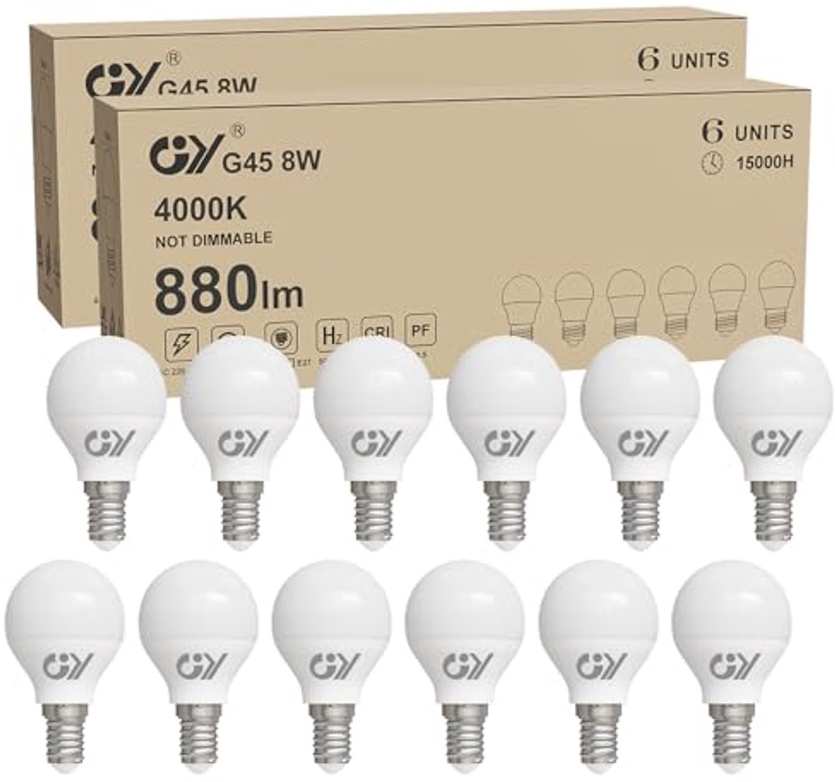 E14 Ledlamp 8W - 880 Lumen, Neutraal Wit, 4000K, Energiezuinig, Niet Dimbaar, Stralingshoek 280° - 12 Stuks