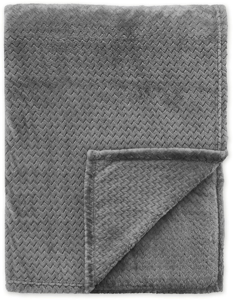 Byrklund Plaid V-Bone - 130x160 - 100% Polyester - Antraciet