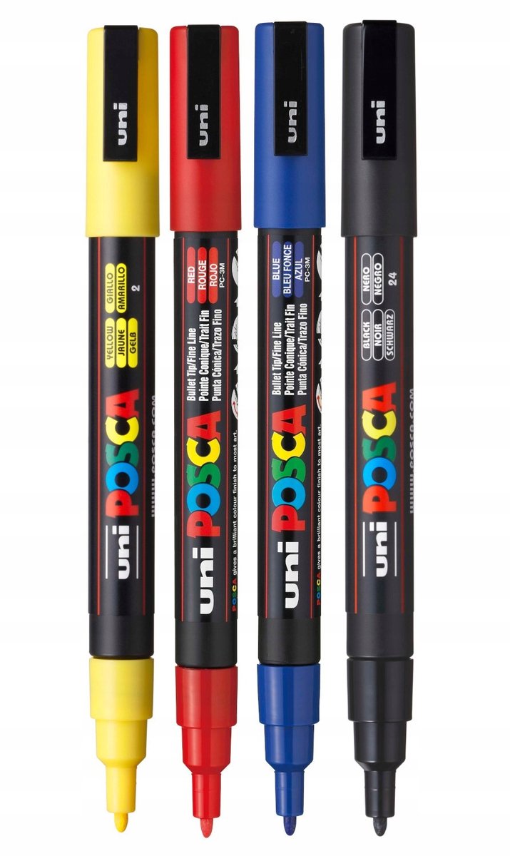 Uni Posca PC-3M Markers Set - 4 Stuks Pigmentinkt