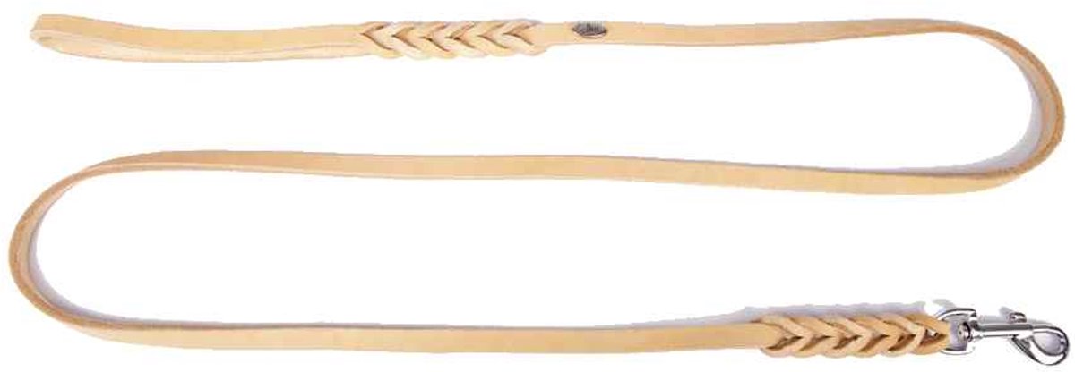 Dingo Gevlochten Leren Hondenhalsband, Zacht, 1.2x180cm, Natuurlijk