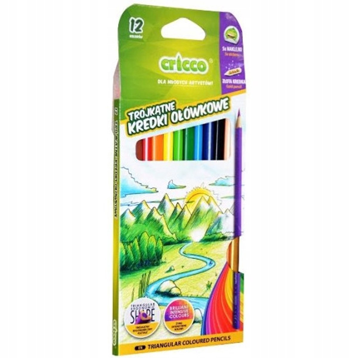 Cricco Driehoekige Kleurpodelen Set - 12 Levendige Kleuren