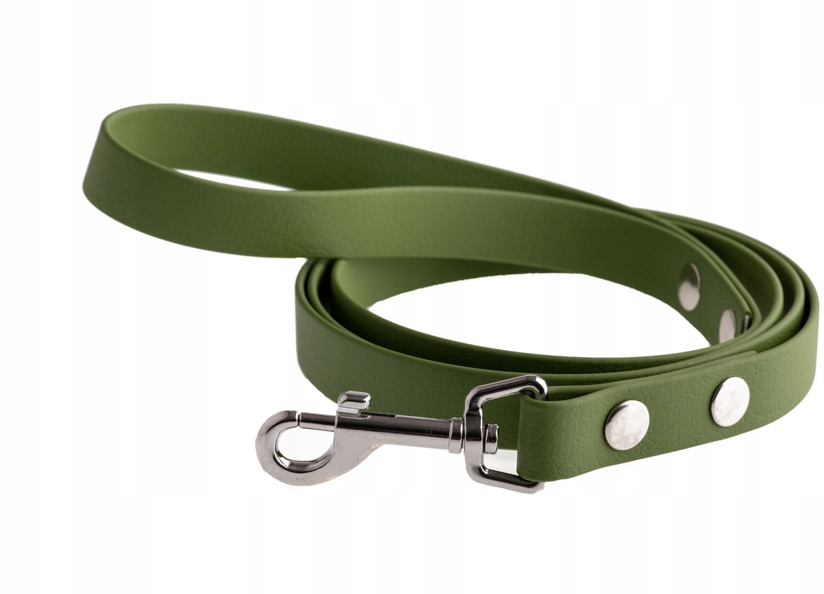 Waterdichte Hondensnoer 1,5m Olijfgroen Khaki Biothane