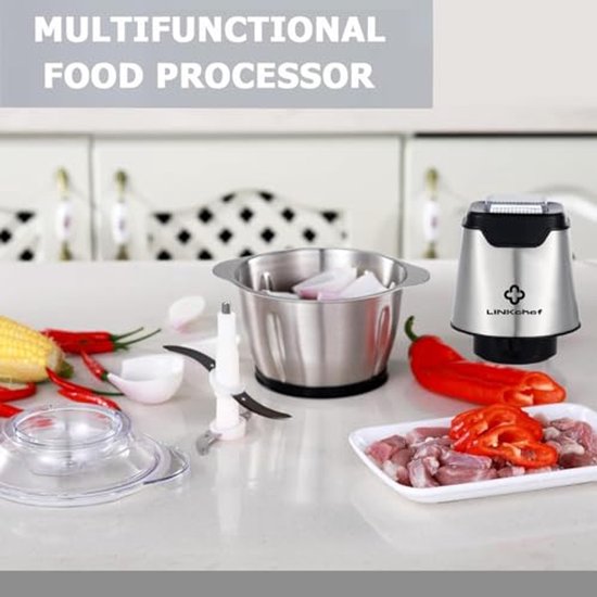 Mini Food Chopper 400W - Elektrische Groentehakker en Babyvoeding Chopper met Roestvrijstalen Kom van MINI — afbeelding 3