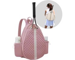 Padel Rugzak – Dames Tennis Tas met Racketvak, Thermozijvakken & Extra’s – Waterafstotend – 42x33x12 cm – Roze
