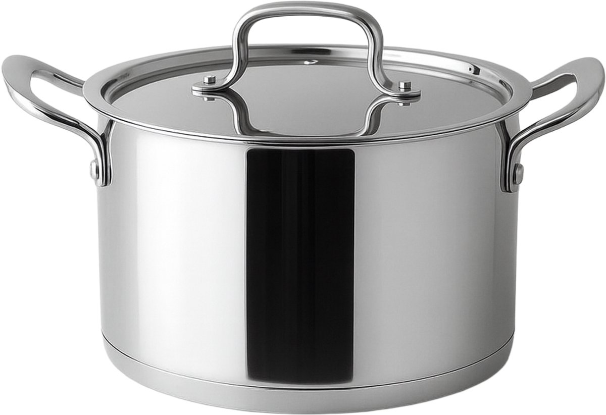 Kookpan met Glazen Deksel - 28cm - 9.8L - Edelstaal - Zilver