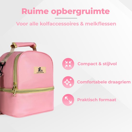 Joyful Parenting Kolftas met koelelementen - Roze - 2 Compartimenten - Moedermelk Koeltas - Kolf Tas - Kraamcadeau van Joyful Parenting — afbeelding 4