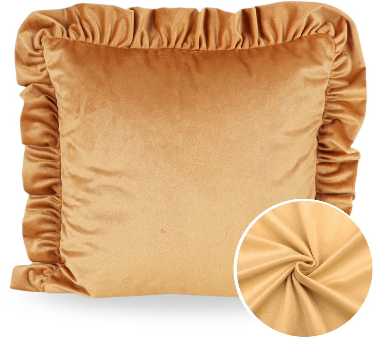 Decoratieve Kussenhoes 50x50 Fluweel met Ruche - Diverse Kleuren