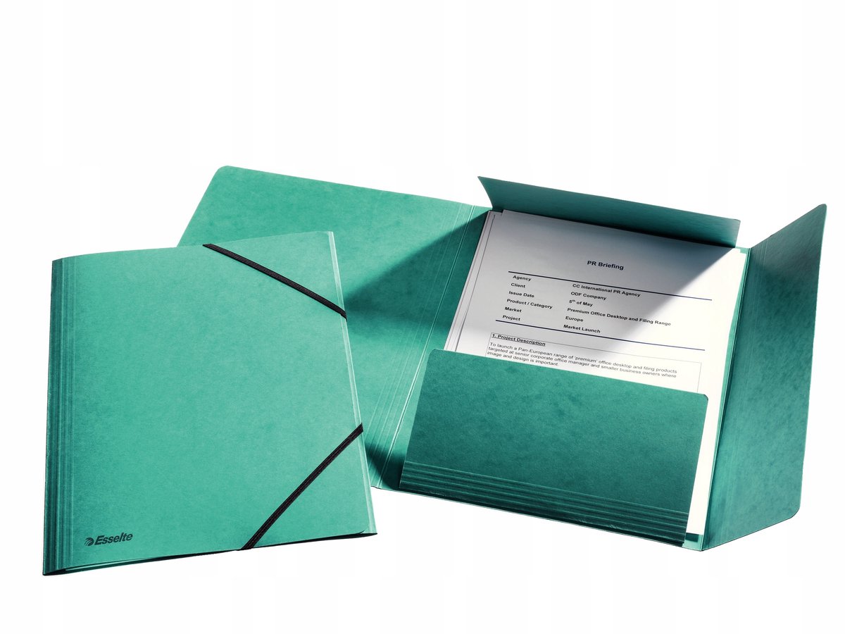 Esselte Rainbow A4 map met elastiek, groen, 3 flappen, FSC