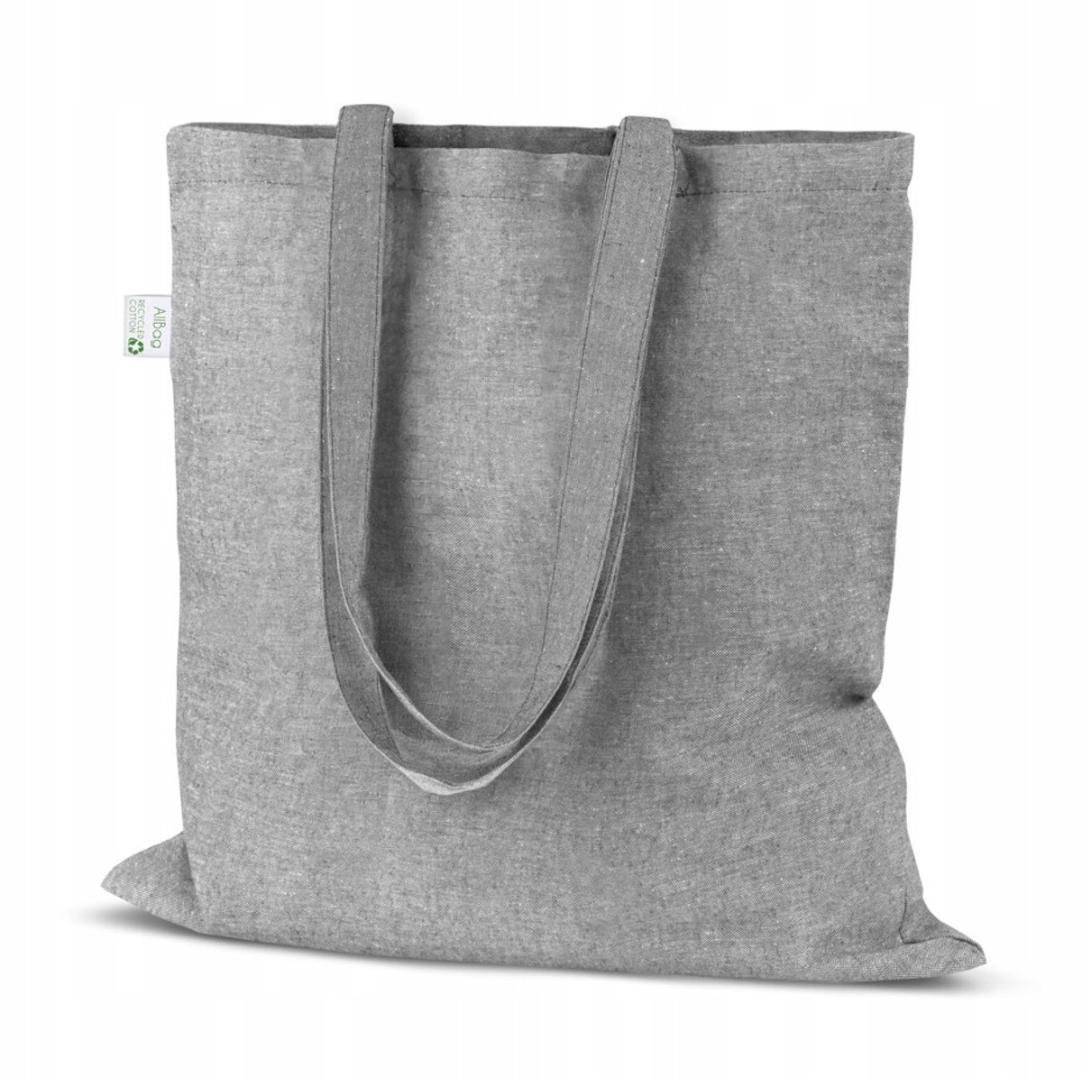 Zwarte Melange Katoenen Shopper Tas 38x42cm - Gerecycled Materiaal