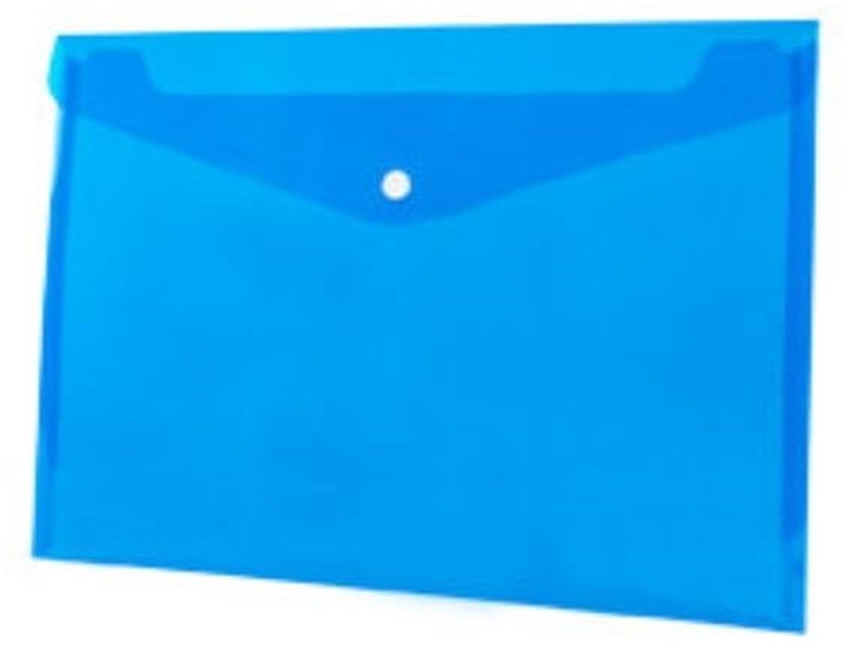 Kaart A4 PP met drukknoop, Blauw (12 stuks)