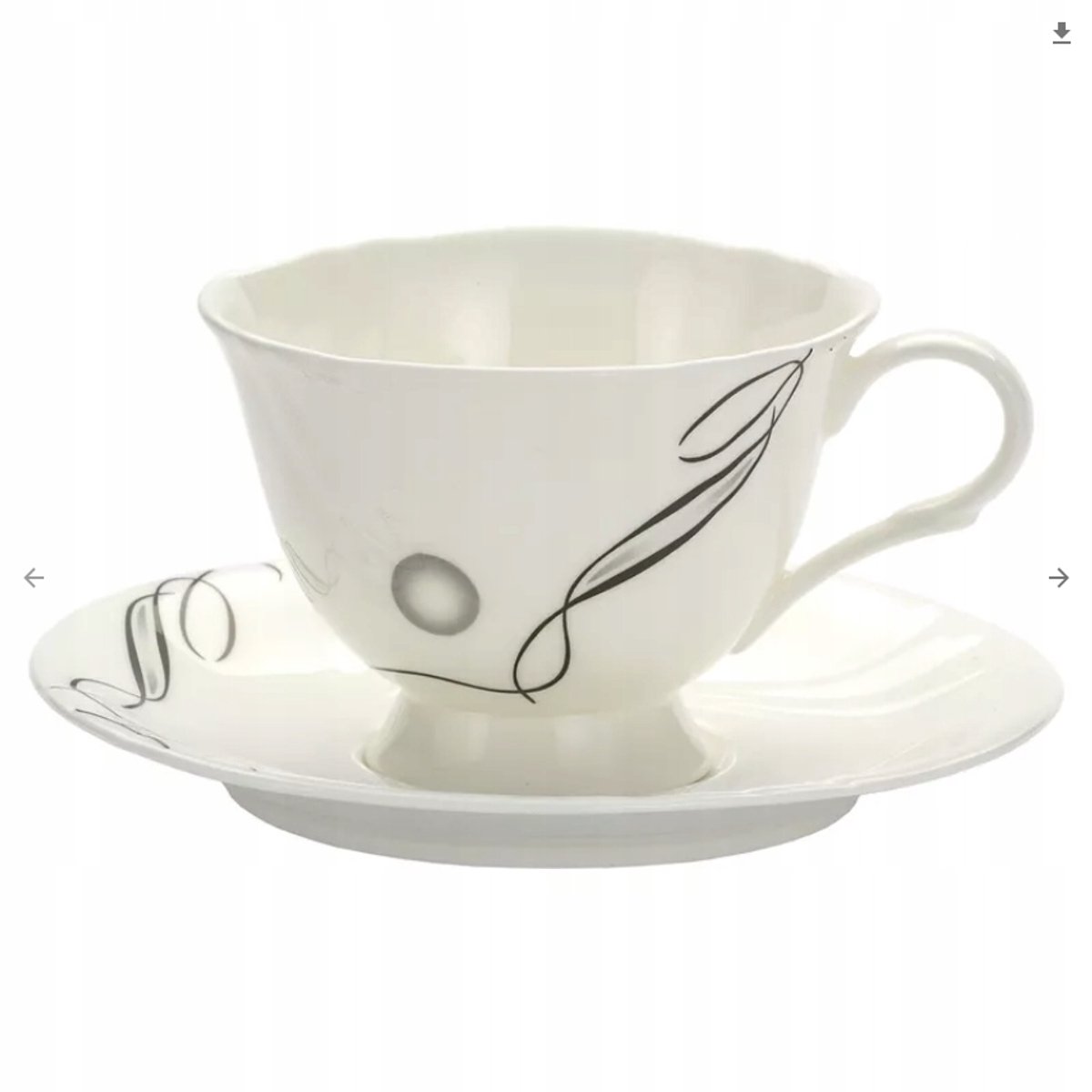 Bone China Kopje met Schotel - 200ml - Delicaat Grijs Patroon