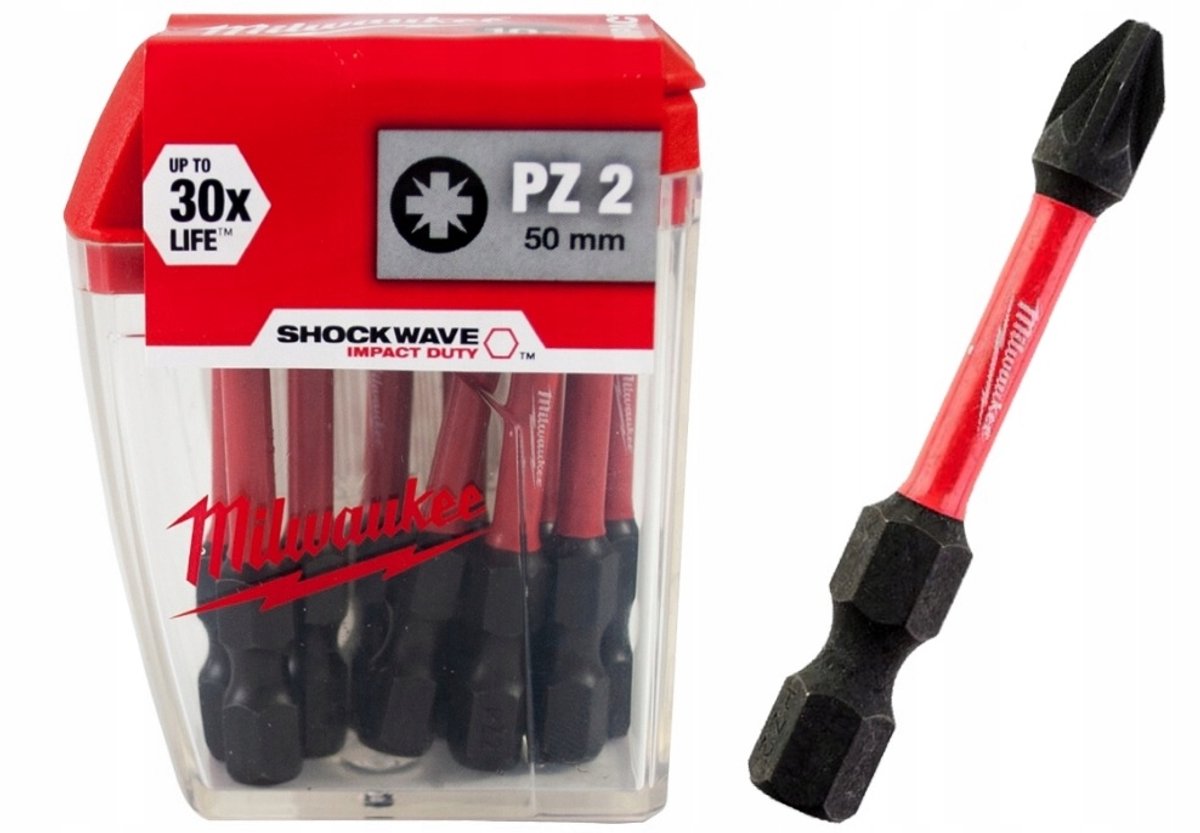 Milwaukee SHOCKWAVE PZ2 Bits 50mm - Set van 10