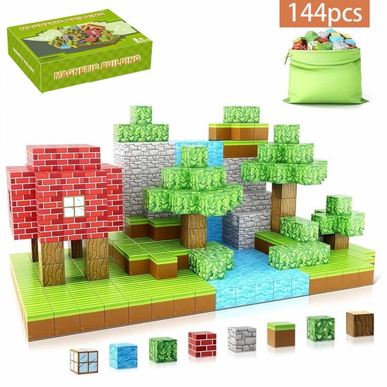 Meedeer Magnetische Bouwstenen 144 PCS-Magnetisch speelgoed-Montessori Speelgoed -Zintuiglijk Speelgoed-Magnetische Tegels voor 3 4 5 6 7 8 9 10 11 12 8-12 jaar