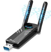 Muring WiFi Adapter USB 3.0 – Dual Band 2.4 GHz & 5 GHz – Tot 1300 Mbps – RTL8812BU Chipset – 2 × 3 dBi Antenne – Plug & Play – Geschikt voor Windows XP/7/8/10/11 - Light versie