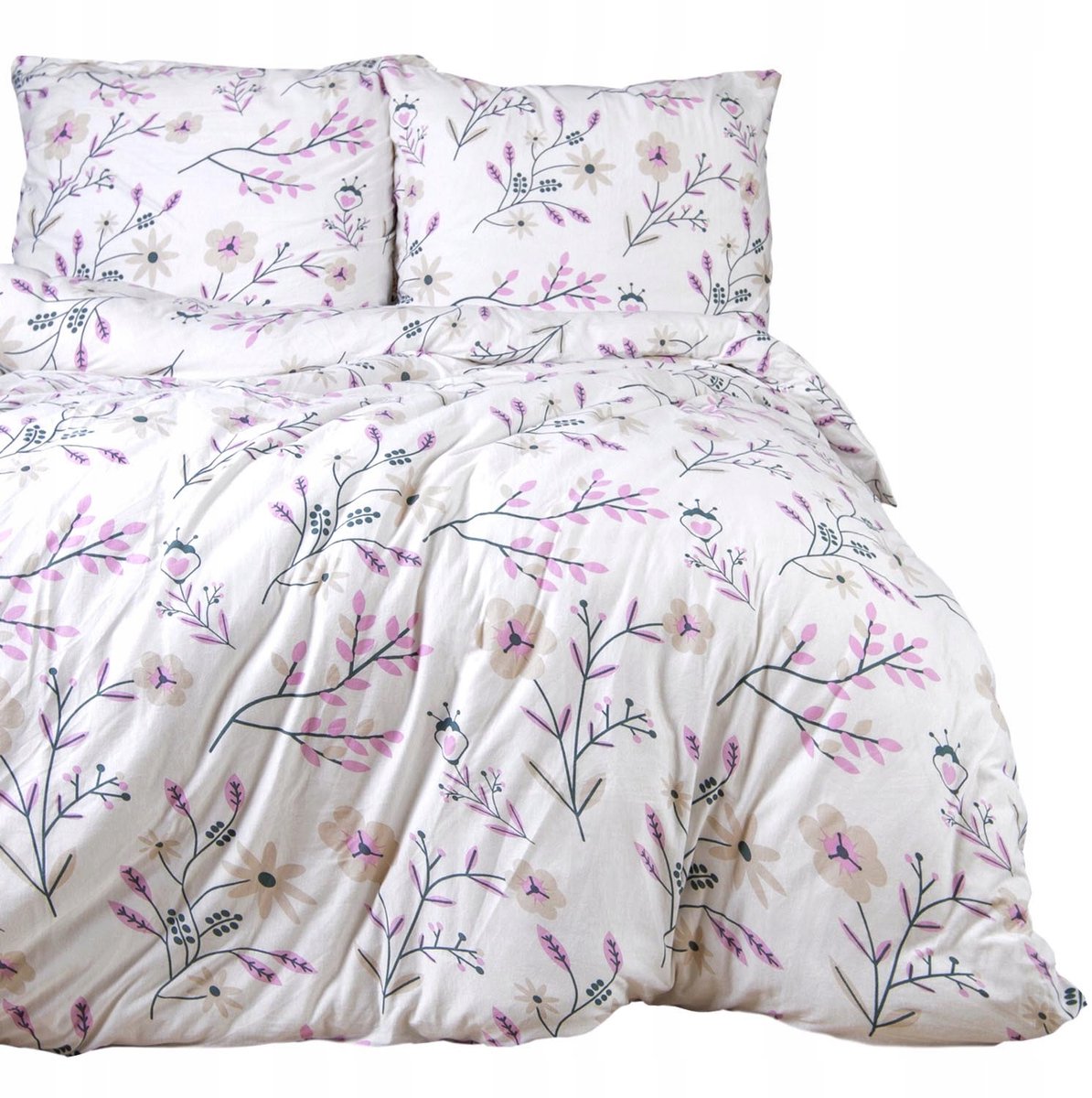 Jersey Katoenen Dekbedovertrek Set 160x200cm Bloemen & Bladeren