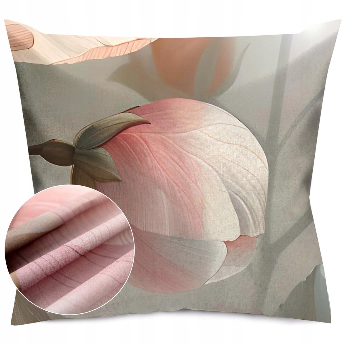 Satine Katoenen Kussensloop 40x40cm - Digitale Print Bloem roze