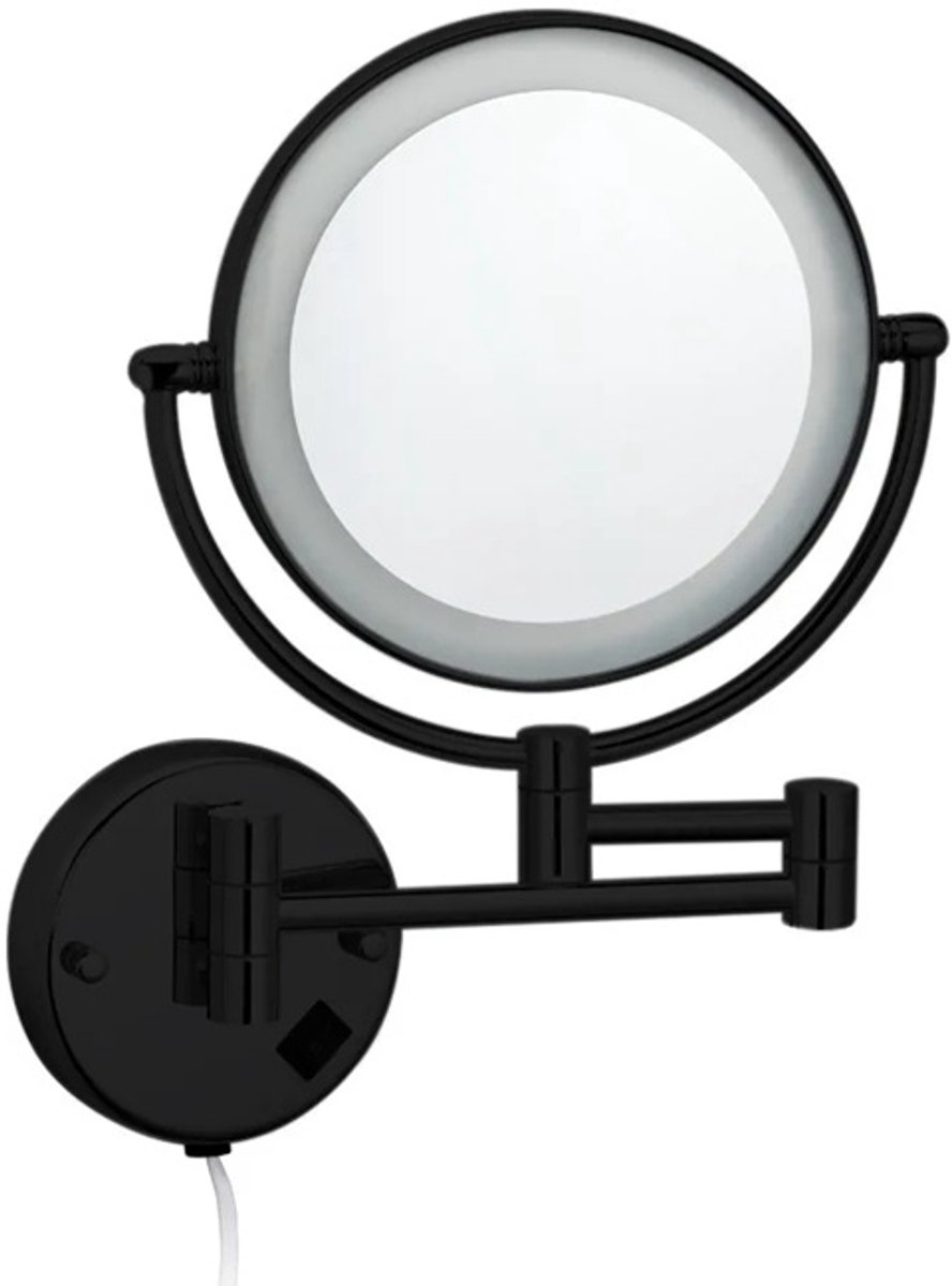 Best Design 38.410R Nero wand cosmeticaspiegel met LED verlichting mat zwart